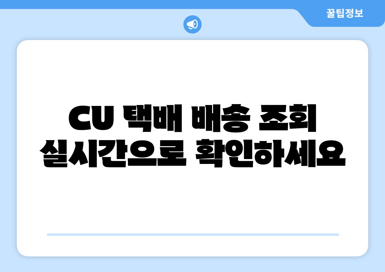CU 택배 배송 조회 실시간으로 확인하세요