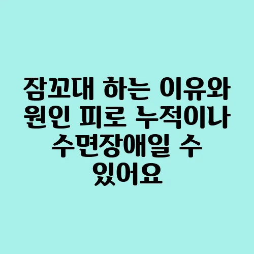 잠꼬대 하는 이유와 원인 피로 누적이나 수면장애일 수 있어요