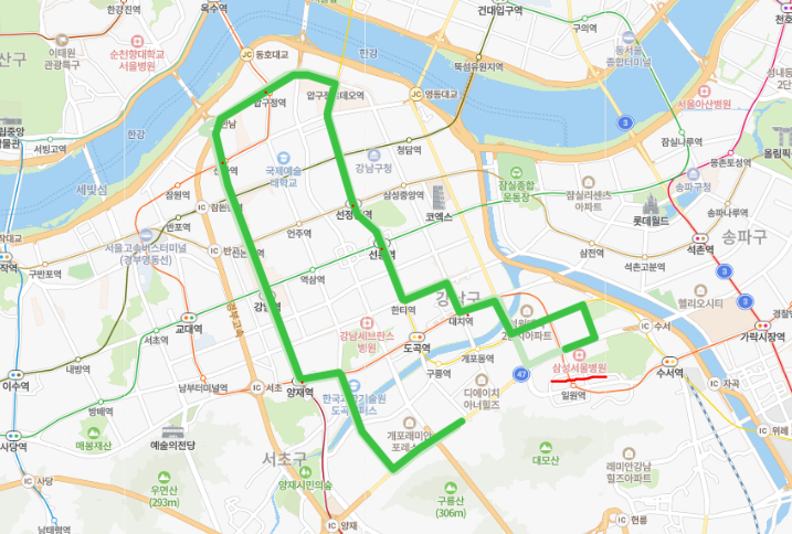 [서울] 4412번버스 시간표,  노선 정보 : 양재역, 강남역, 압구정역, 선릉역, 삼성서울병원