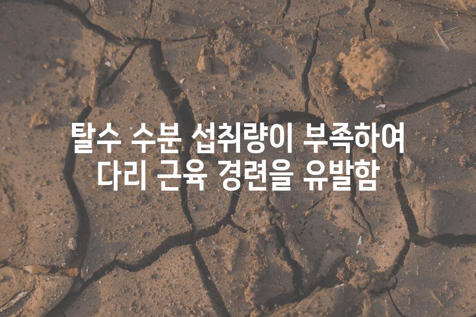 탈수 수분 섭취량이 부족하여 다리 근육 경련을 유발함