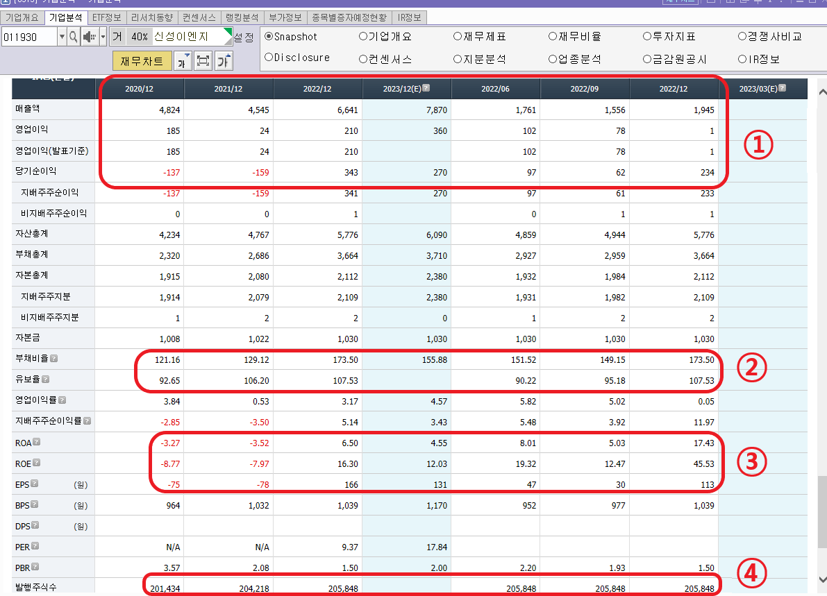 신성이엔지 재무 차트