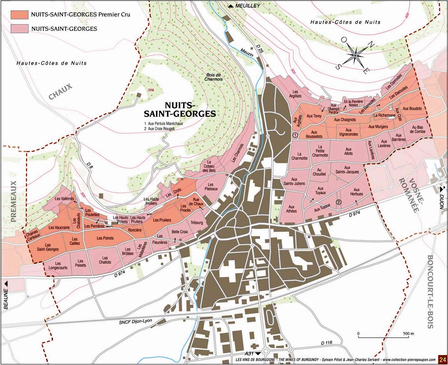 뉘-쌩-조르쥬(Nuits-St-Georges) AOC의 포도밭 지도