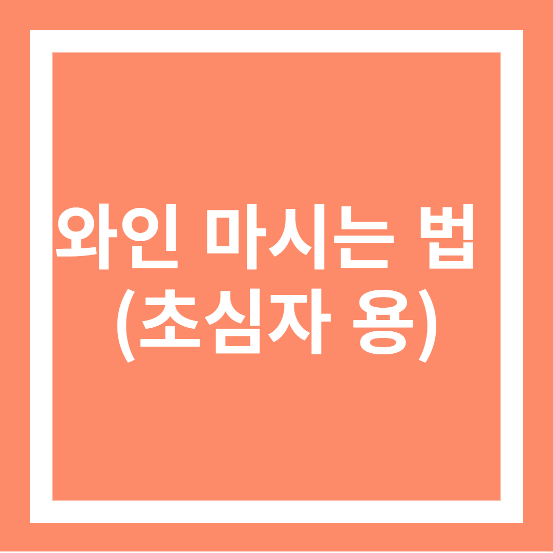  와인 마시는 법 [초심자 용]