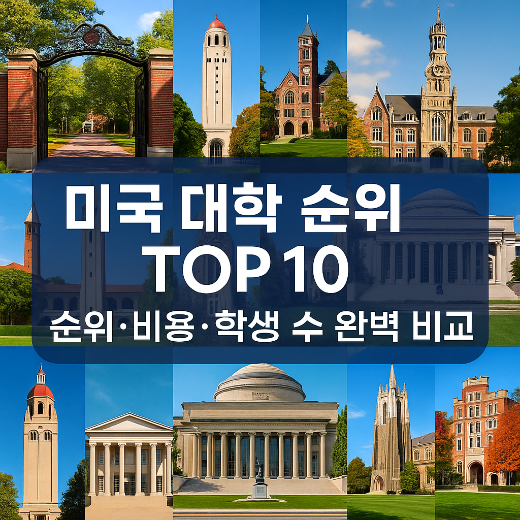 미국 대학 순위-TOP 10 순위, 비용, 학생 수 완벽 비교 이미지