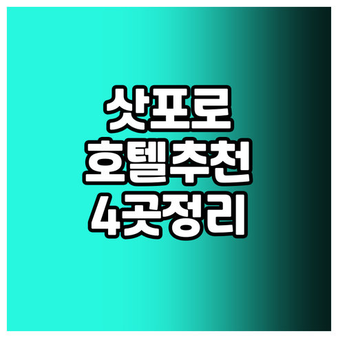 삿포로 호텔 추천 4곳 완벽 정리 놓