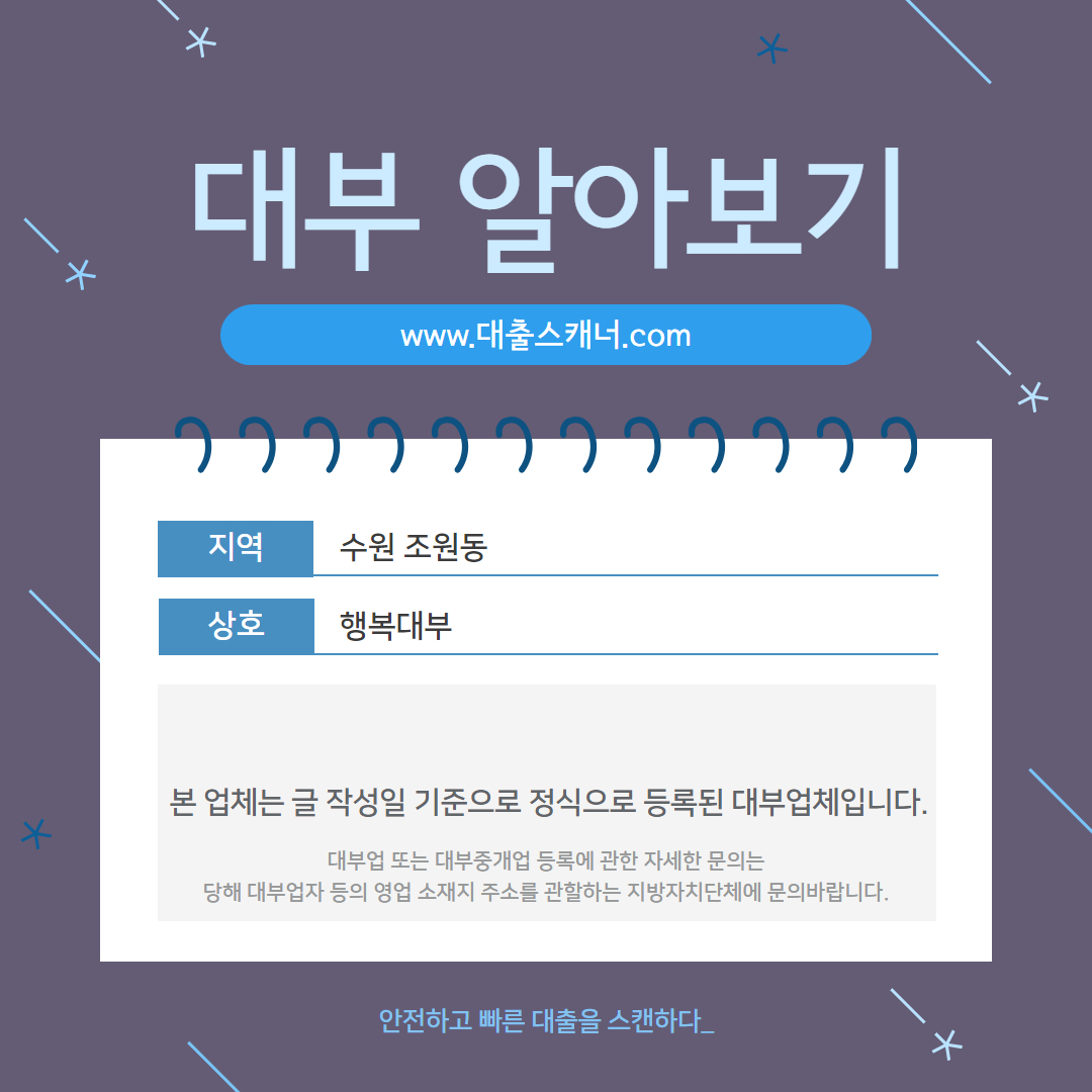  [수원 조원동] 행복대부 알아보기