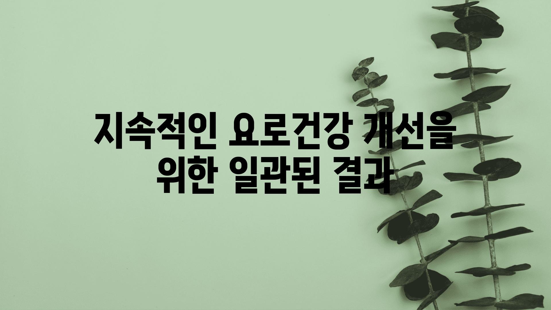 지속적인 요로건강 개선을 위한 일관된 결과