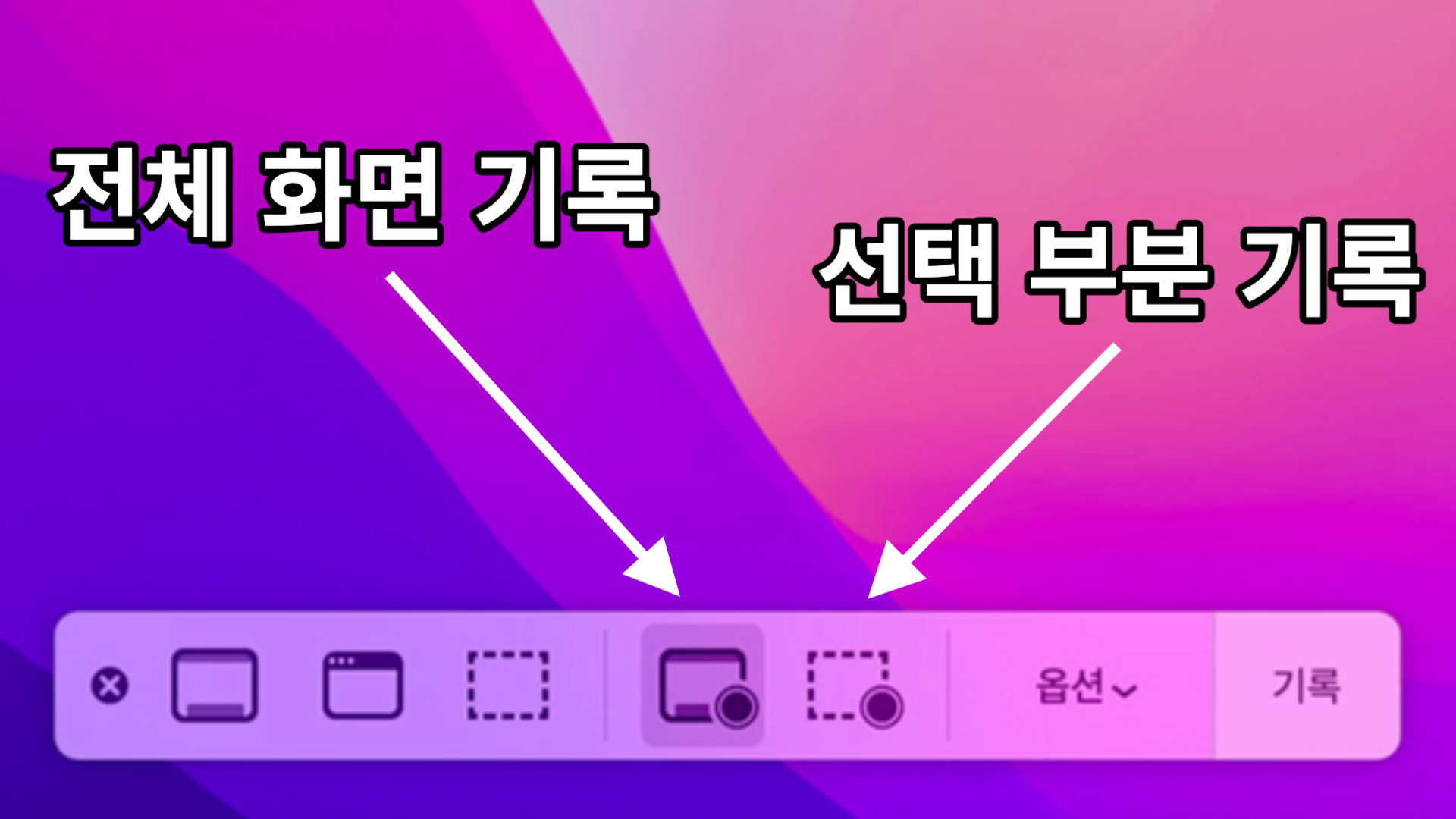 맥북 화면 녹화 옵션