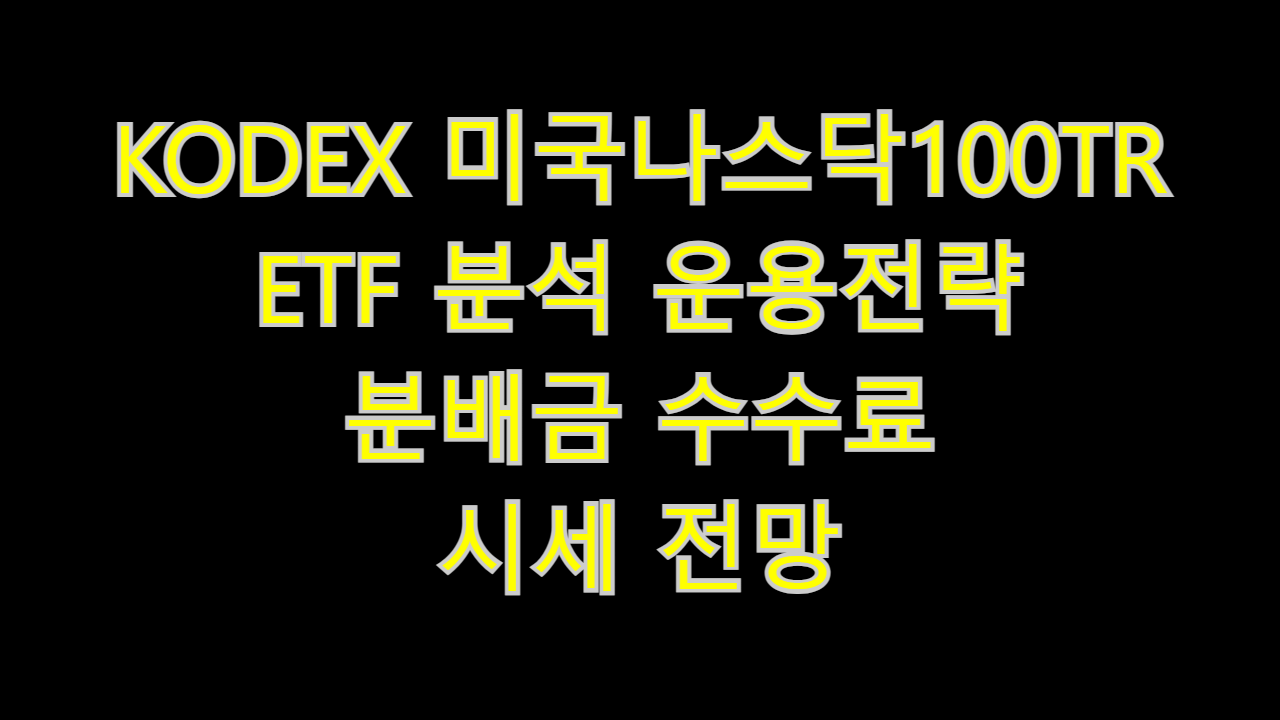  KODEX 미국나스닥100TR ETF 분석 운용전략 분배금 수수료 주가 전망
