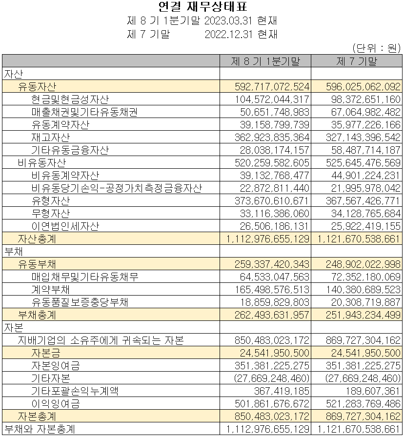 원익IPS - 재무상태표