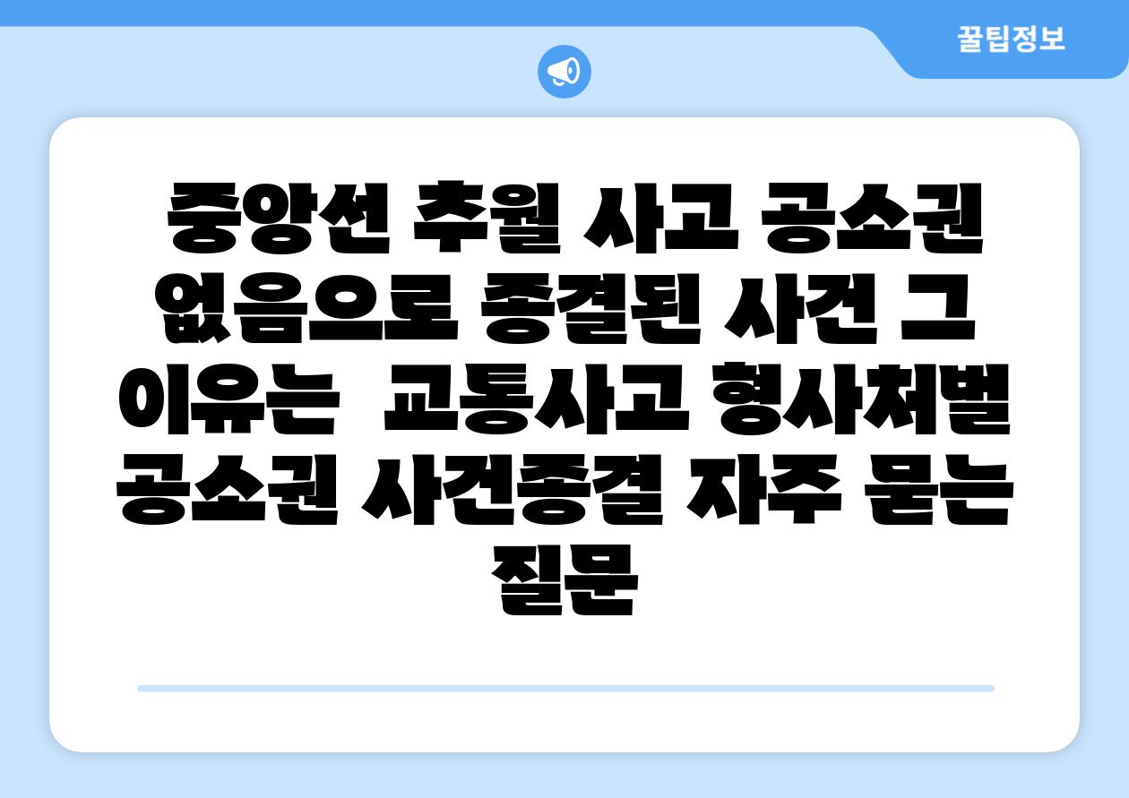  중앙선 추월 사고 공소권 없음으로 종결된 사건 그 이유는  교통사고 형사처벌 공소권 사건종결 자주 묻는 질문