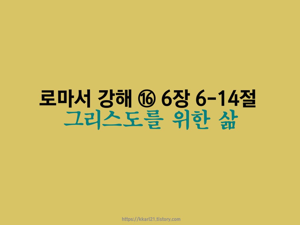  로마서 강해 ⑯ 6장 6-14절, 그리스도를 위한 삶