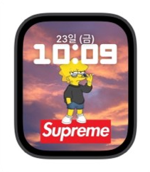 애플워치 배경화면 심슨가족 리사&Supreme 페이스 무료 다운받기(2)