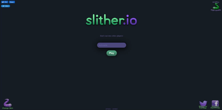 지렁이-키우기-게임(slither.io)-메인-화면