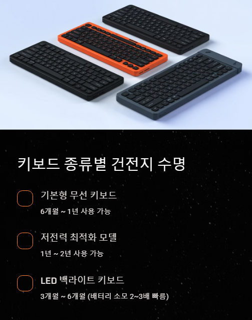 키보드 종류별 건전지 수명