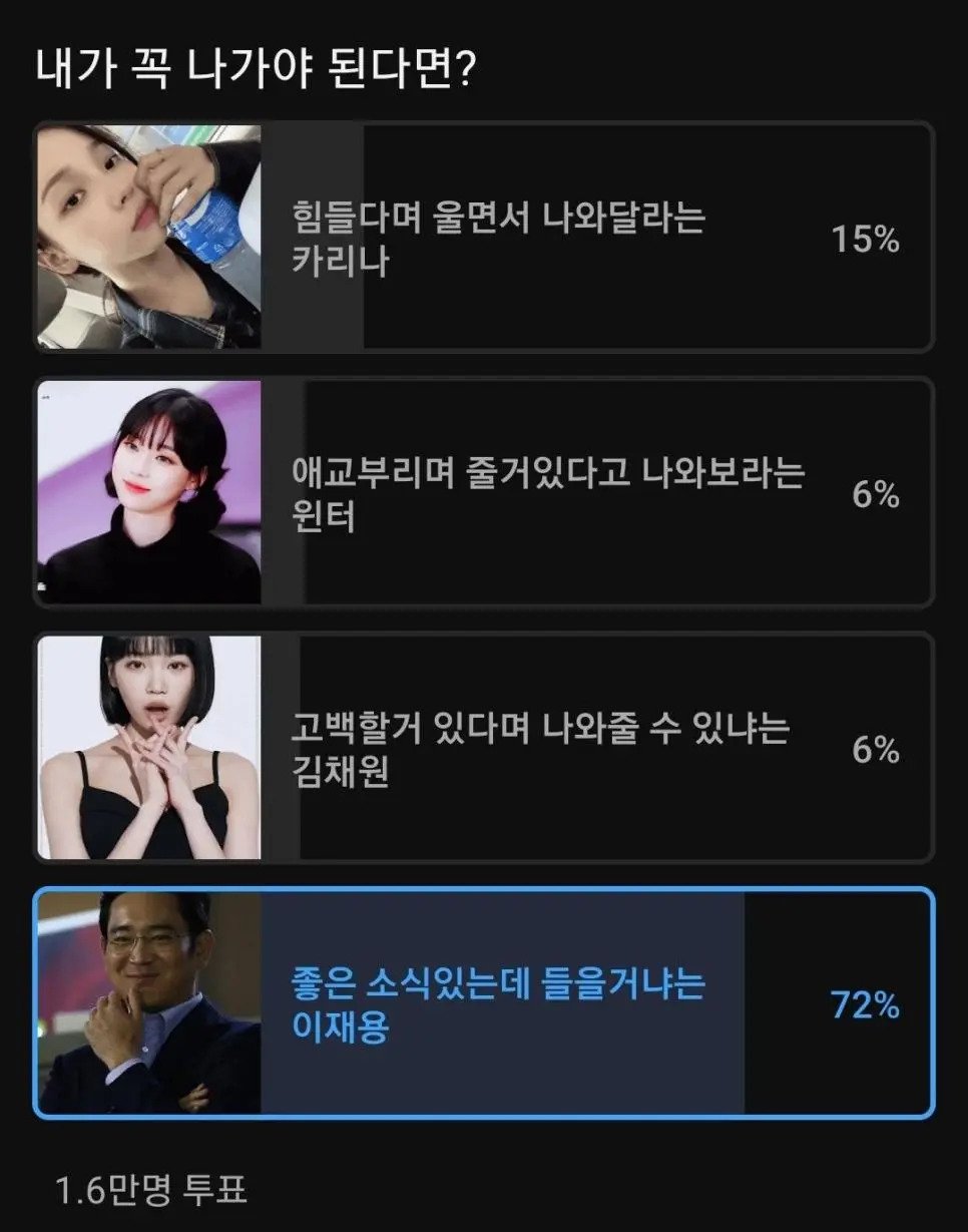 카리나,윈터,채원이 와도 못이기는 사람
