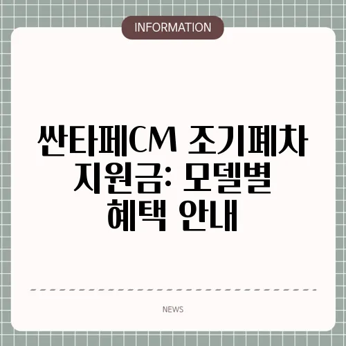 싼타페CM 조기폐차 지원금: 모델별 혜택 안내