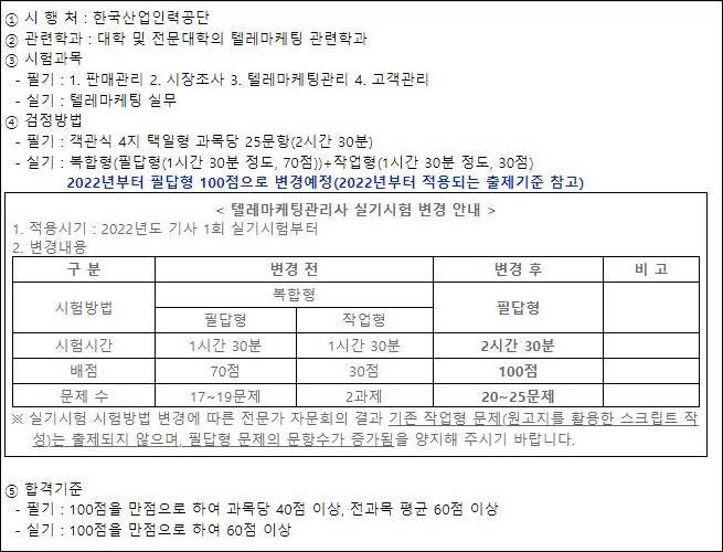 텔레마케팅관리사 필기 실기