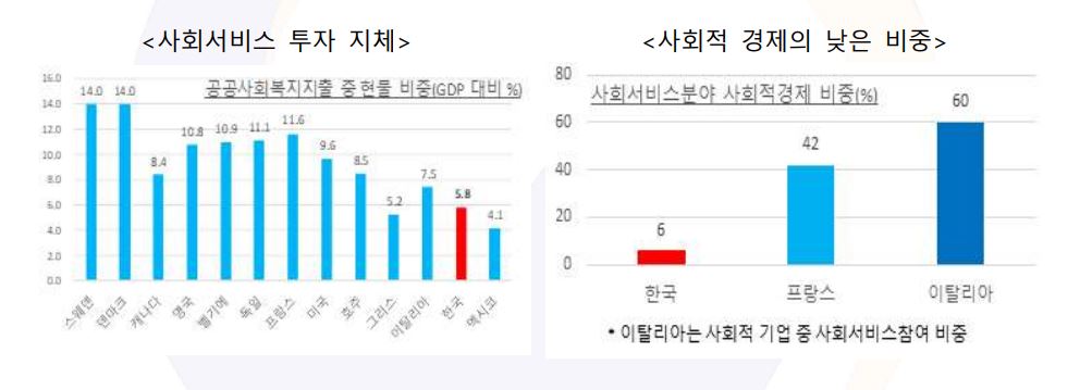 사회복지서비스 비교 그래프