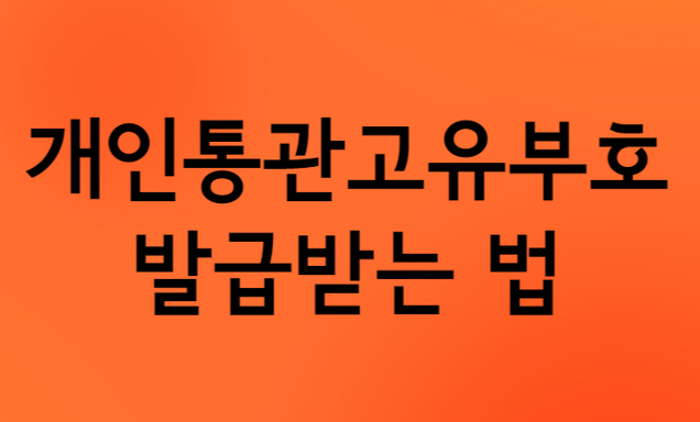 해외직구시 꼭 필요한 개인통관고유부호 발급받는 법