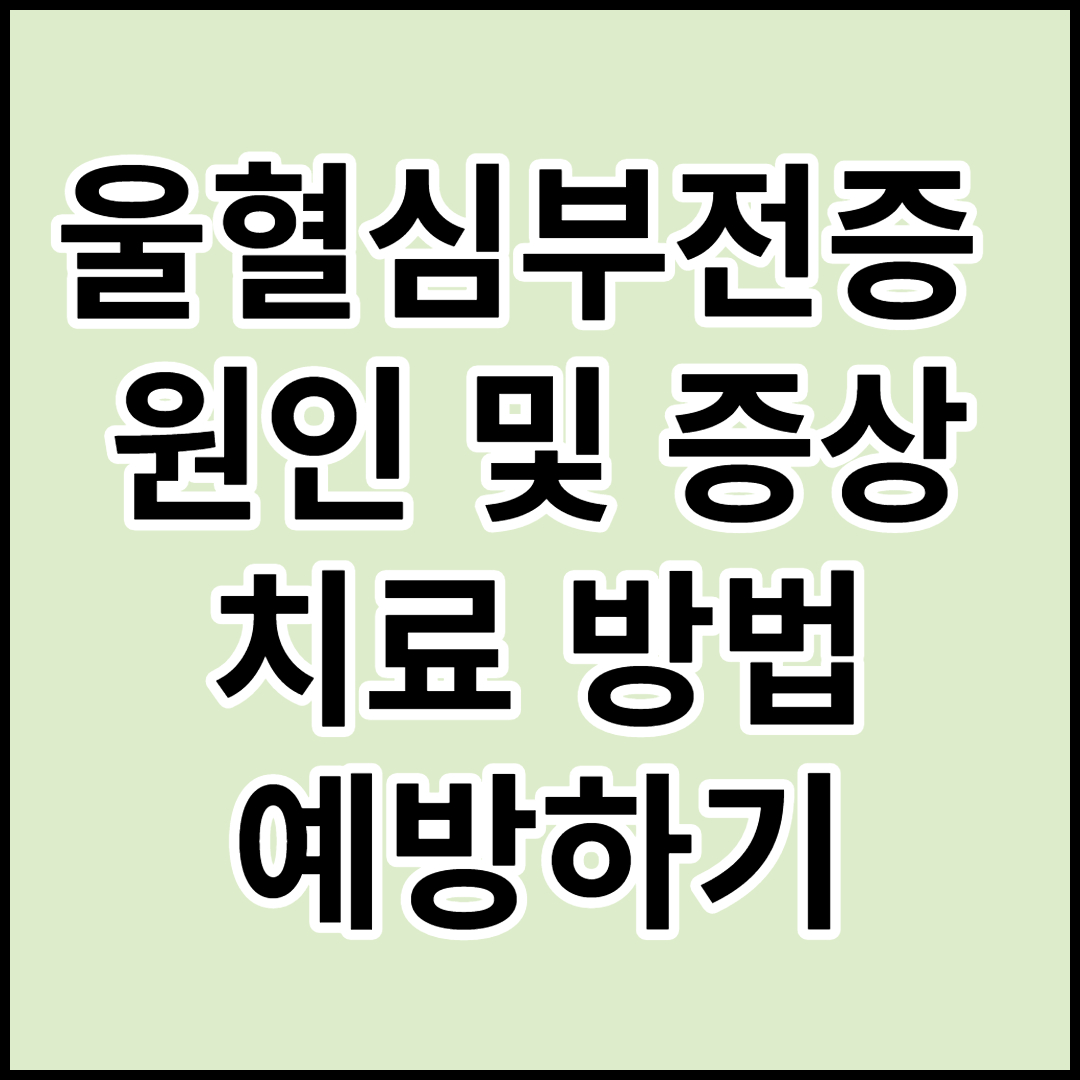  울혈심부전증의 원인 및 증상,치료 방법