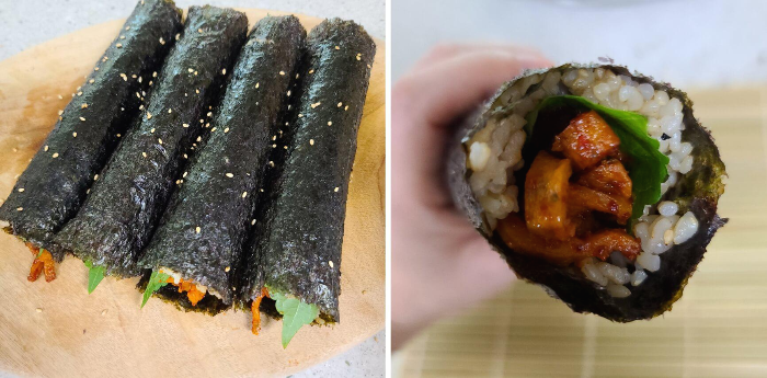 매운 어묵김밥 만들기-김밥 말기