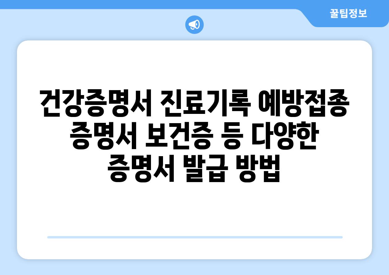 건강증명서 진료기록 예방접종 증명서 보건증 등 다양한 증명서 발급 방법