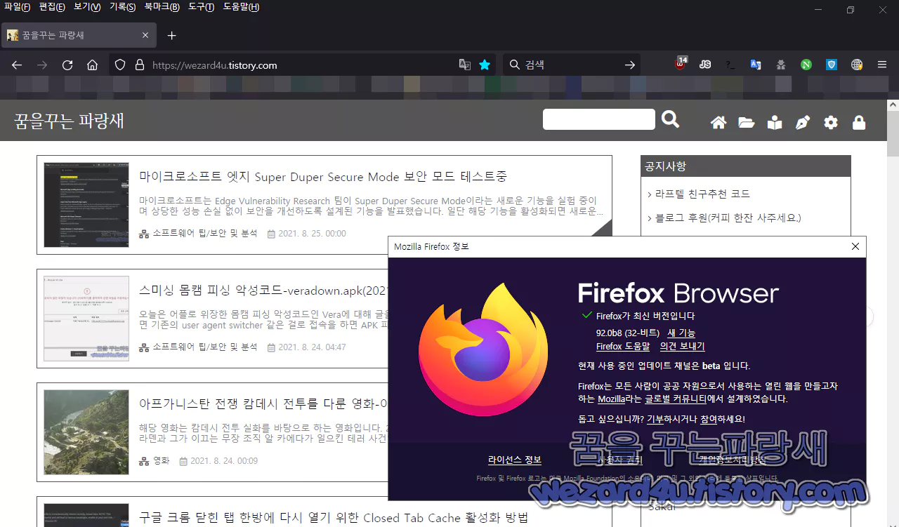 파이어폭스 91.0.2 마이너 업데이트