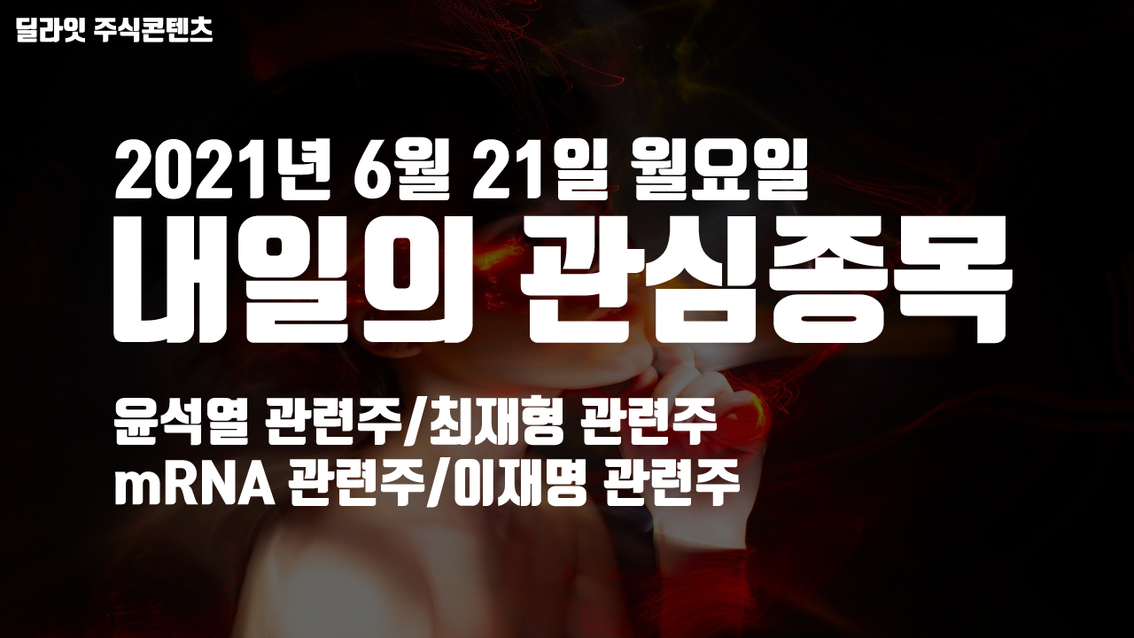  최재형 관련주 - 2021년 6월 21일 내일의 관심종목