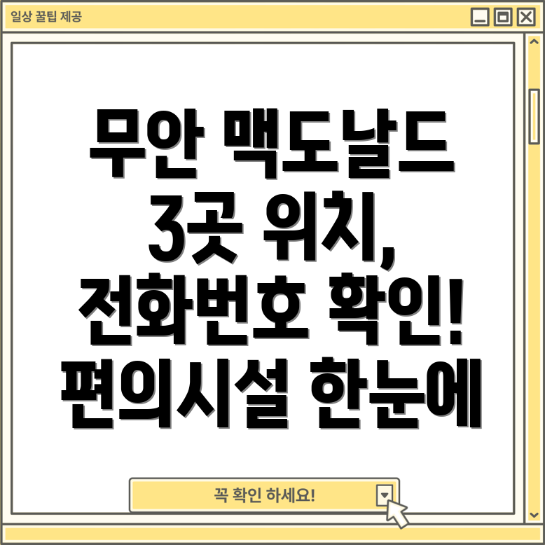 무안 삼향읍 맥도날드 3곳 정보 위치, 전화번호, 편의시설 한눈에 보기