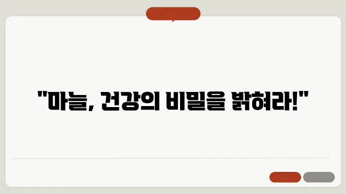 마늘의 놀라운 효능 및 효과 적용
