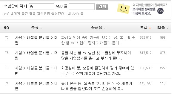 검색 창에 꿈을 꾼 내용을 입력 하면 풀이를 찾을 수 있습니다