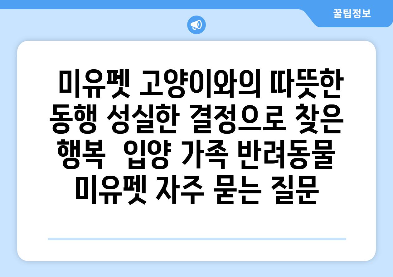  미유펫 고양이와의 따뜻한 동행 성실한 결정으로 찾은 행복  입양 가족 반려동물 미유펫 자주 묻는 질문