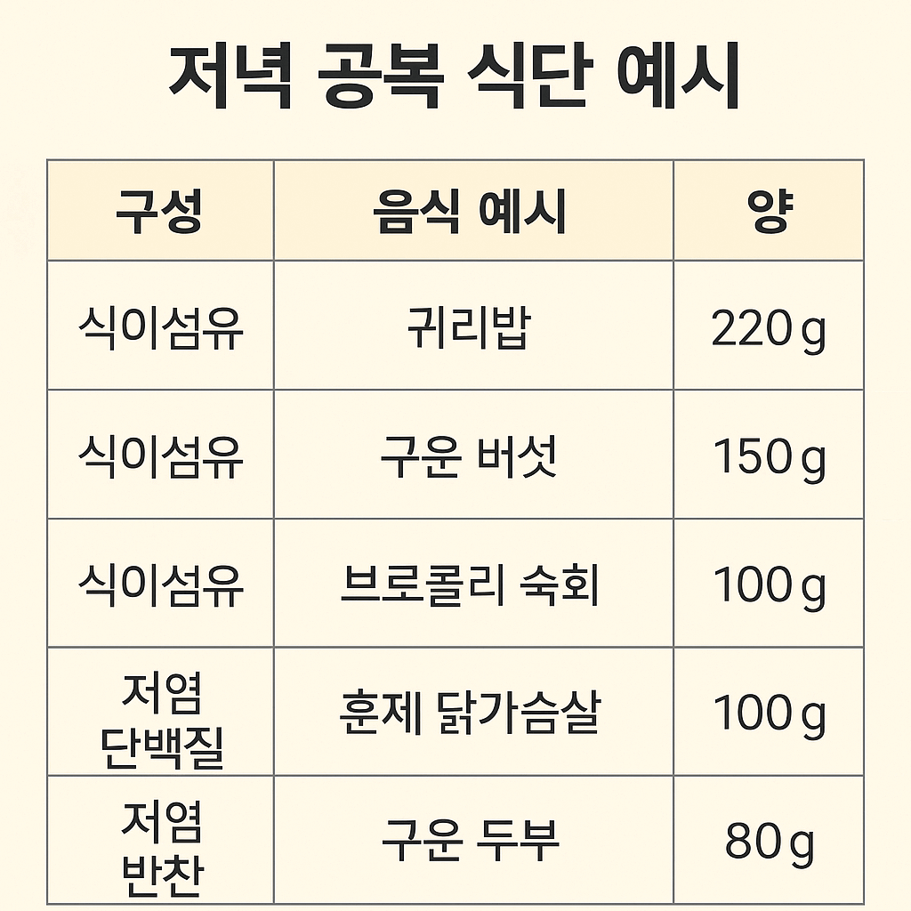 루틴 식단 예시 표 이미지