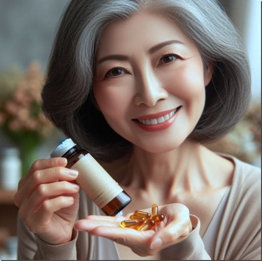 알츠하이머병 예방에 도움이 되는 오메가 3 지방산 섭취하는 중년 여성