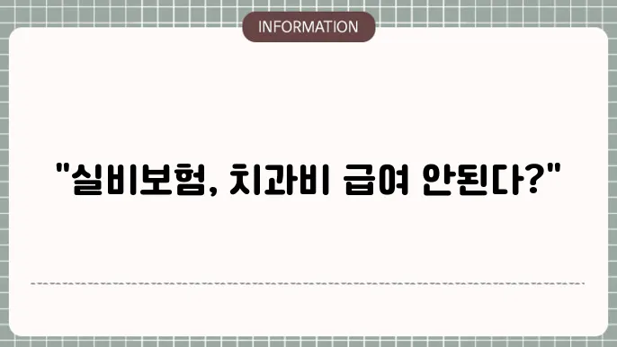 실비보험 치콘 비급여 - 적용 여부 및 보장 범위