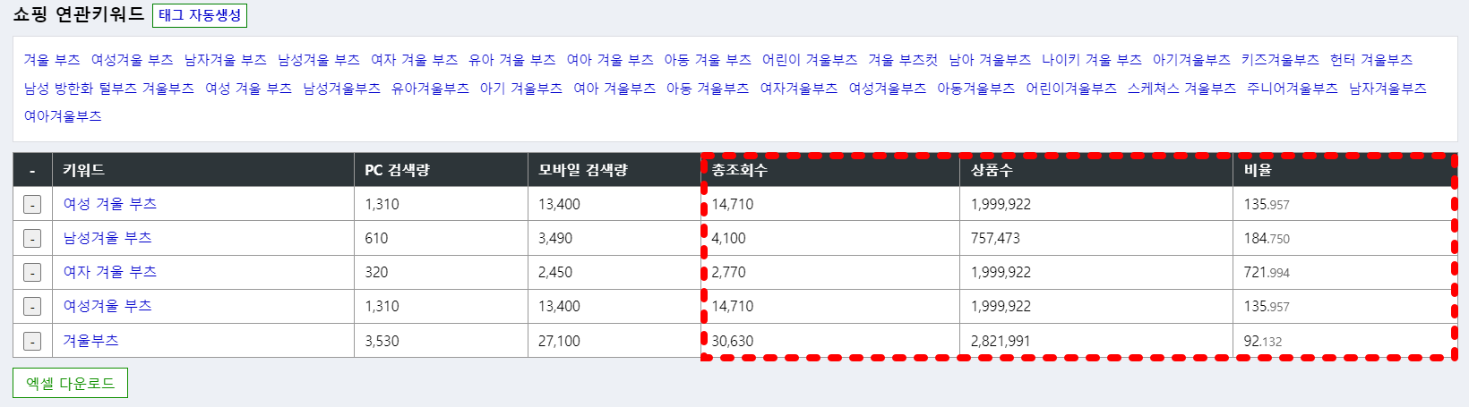 셀러 마스터 조회 화면