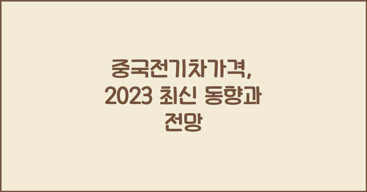 중국전기차가격