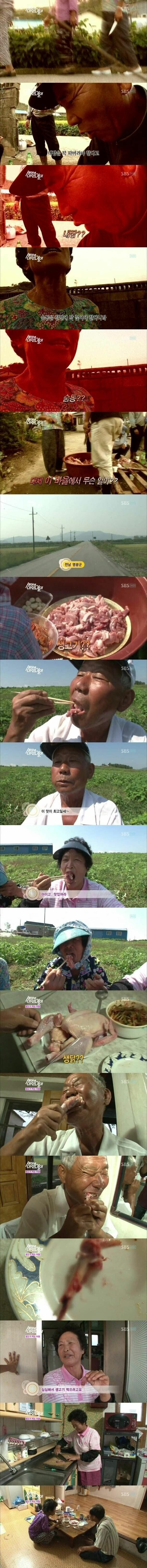  세상에 이런 일이 에 나온 생고기를 먹는 마을 사람들.JPG
