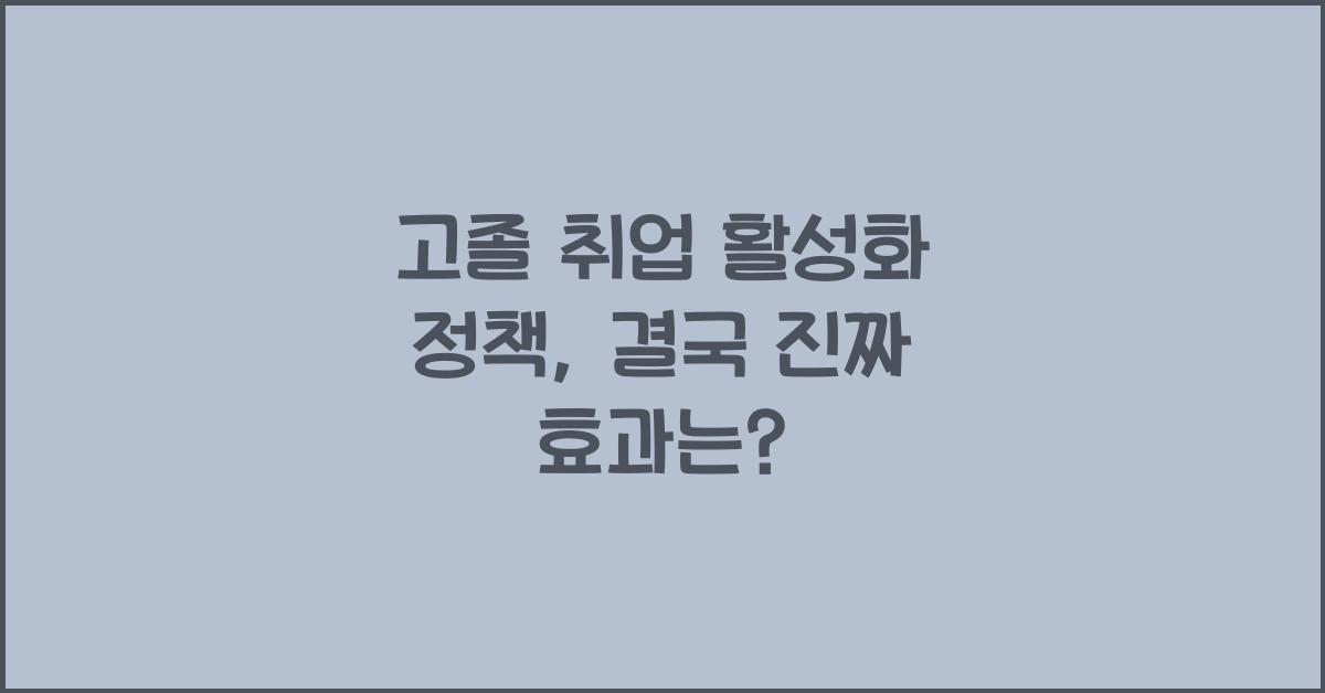 고졸 취업 활성화 정책
