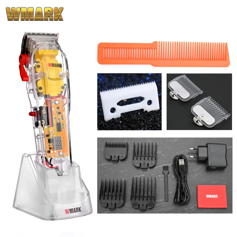  2021 WMARK 새로운 모델 NG-108 충전식 헤어 커팅 기계,헤어 클리퍼 트리머 투명 커버 흰색 또는 빨간색 기본 7300rpm