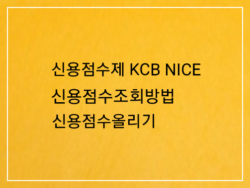  신용점수제 KCB NICE/신용점수조회 방법 신용점수올리기