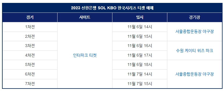 2023 한국시리즈 티켓 예매 일정 이미지