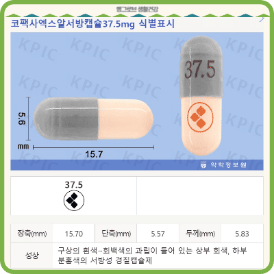 코팩사엑스알서방캡슐37.5mg 성상