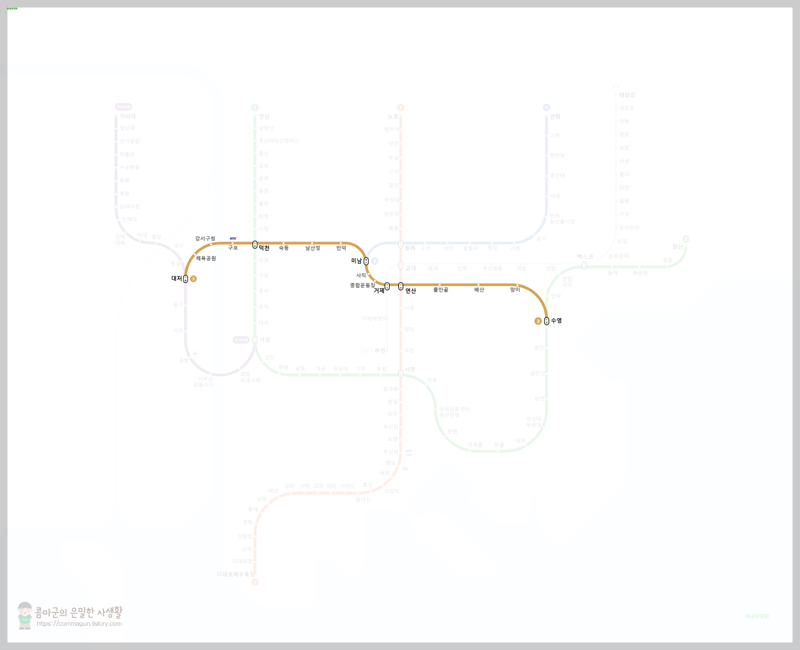 부산 지하철 노선도와 편의시설 위치안내 부산지하철 3호선 노선도