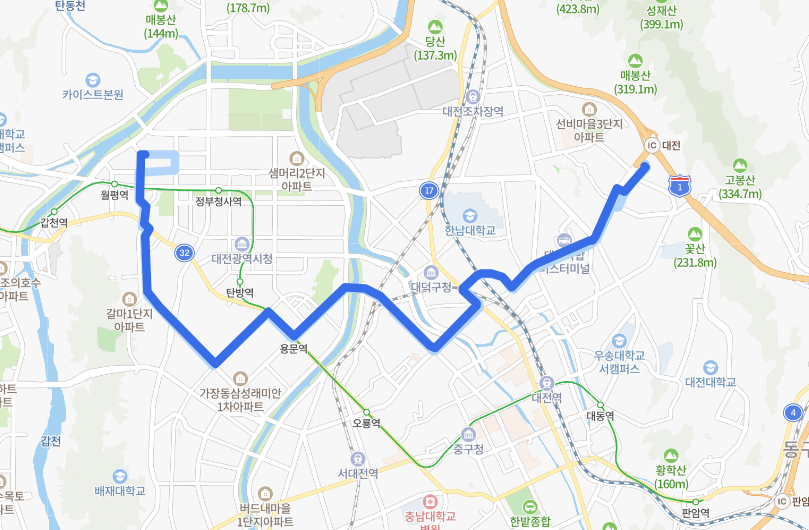  [대전] 602번버스 노선, 요금,시간표 : 비래동, 복합터미널, 용문역, 괴정동, 월평동