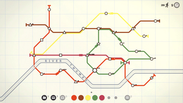 지하철 경영 시뮬레이션 미니메트로 Mini Metro 게임화면 @엘프리의놀이터