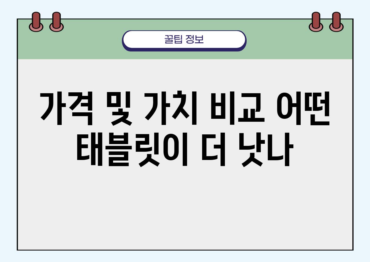 가격 및 가치 비교 어떤 태블릿이 더 낫나