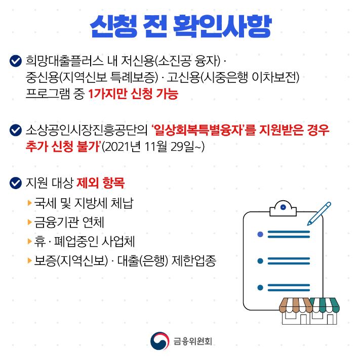 희망대출 플러스 특례보증 신청 전 주의사항