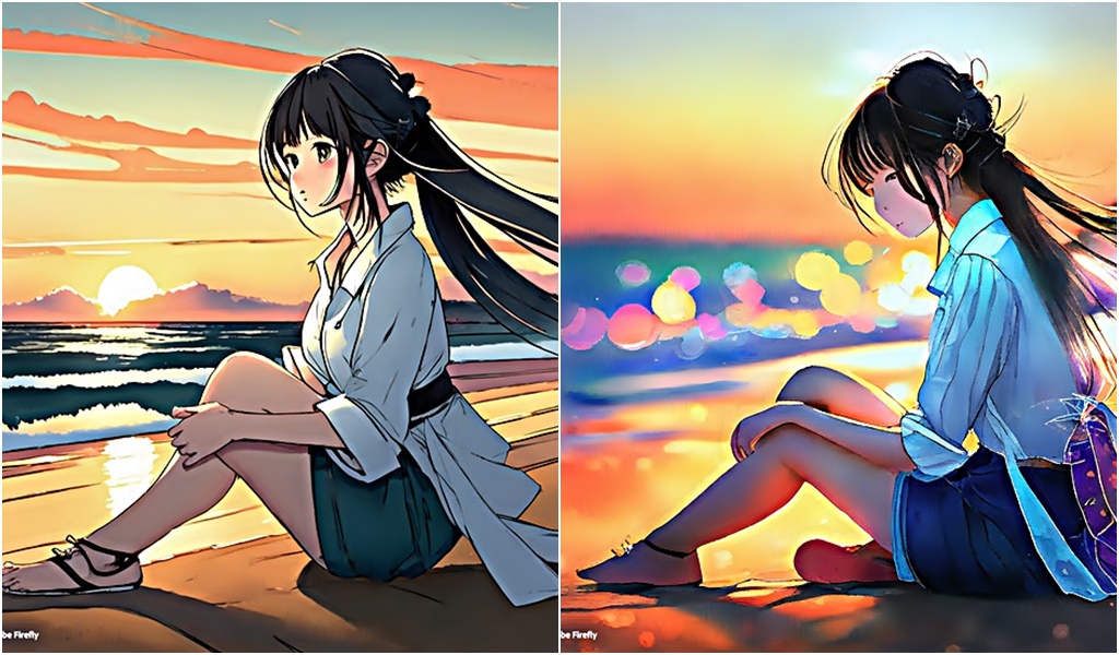 (왼쪽) 프롬프트만 입력한 결과, (오른족) 프롬프트와 스타일을 지정한 결과